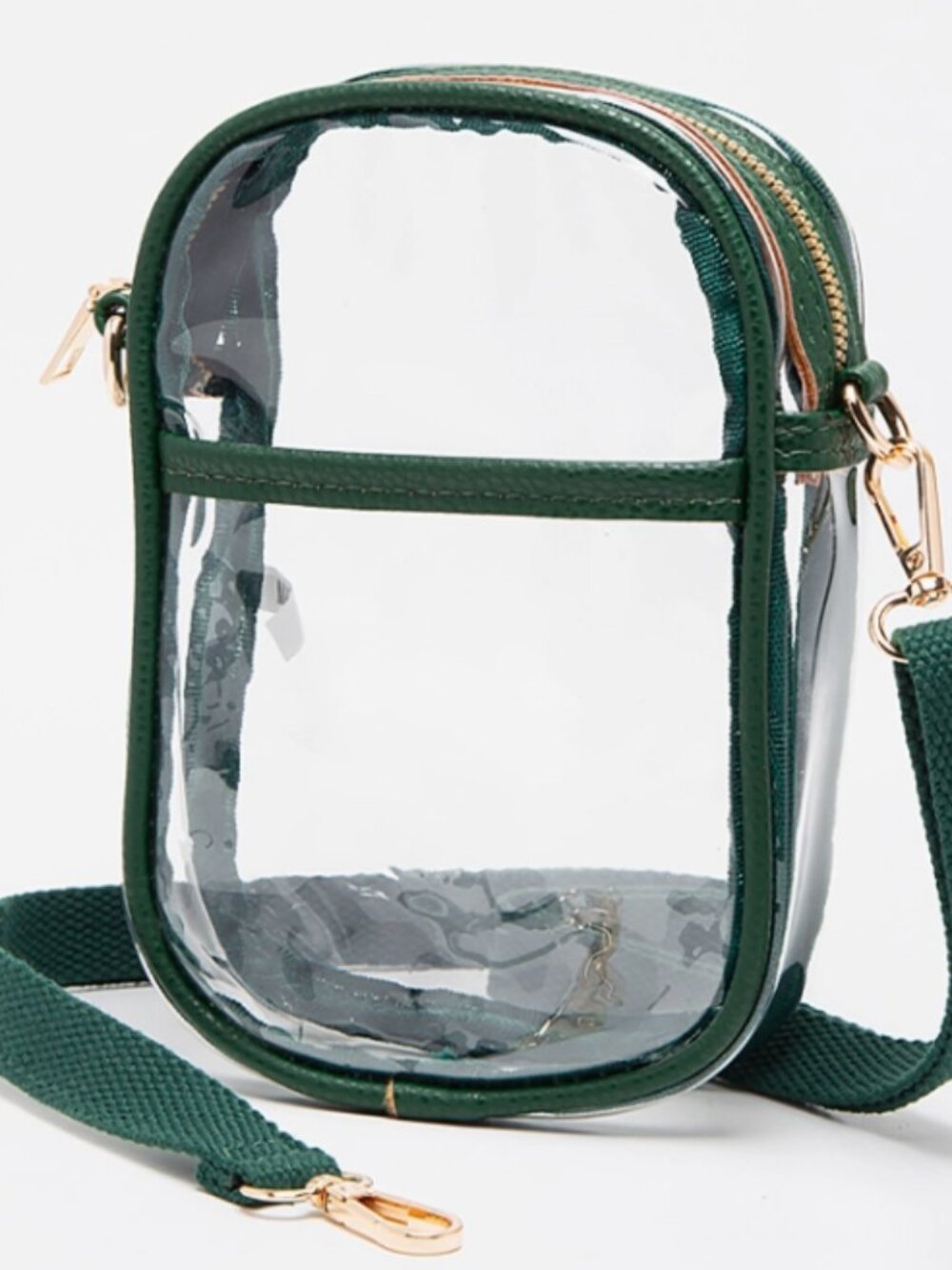 Green Clear Stadium Crossbody Bag Game Day Purse Gold Hardware